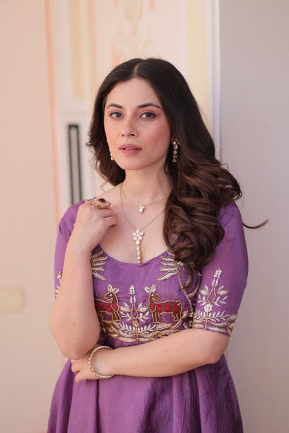 Lavender Anarkali Gown Roohri