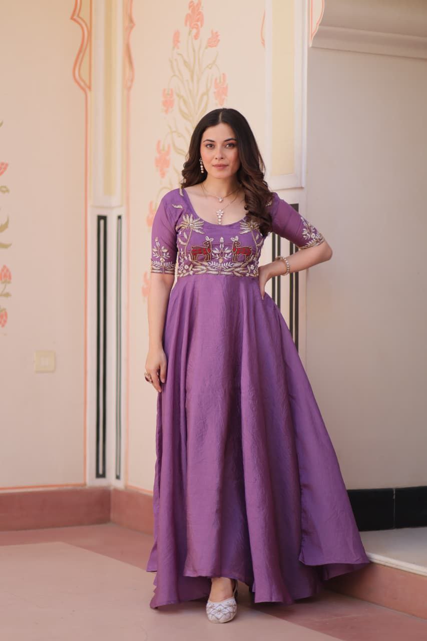 Lavender Anarkali Gown Roohri