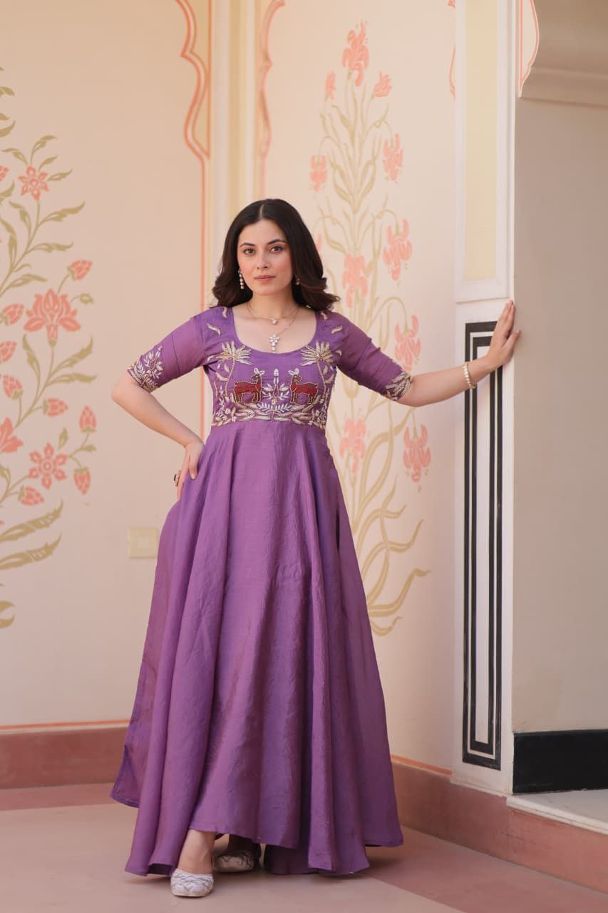 Lavender Anarkali Gown Roohri