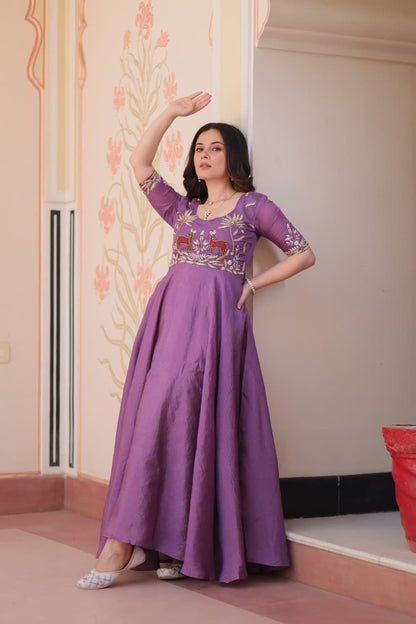 Lavender Anarkali Gown Roohri