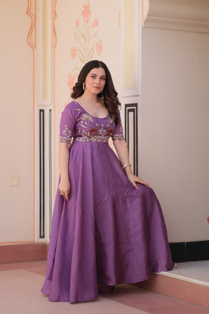 Lavender Anarkali Gown Roohri