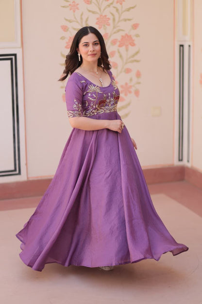 Lavender Anarkali Gown Roohri