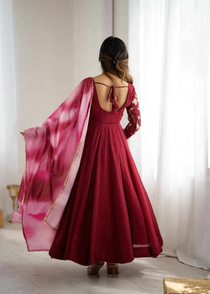Maroon Anarkali Suit Set Roohri