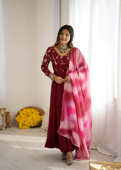 Maroon Anarkali Suit Set Roohri
