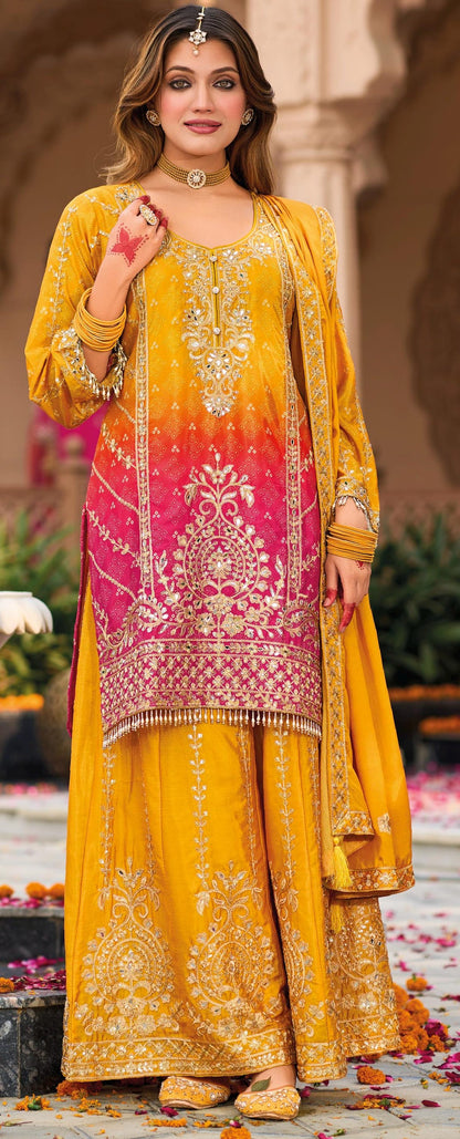 Mustard Yellow Palazzo Suit Set Roohri