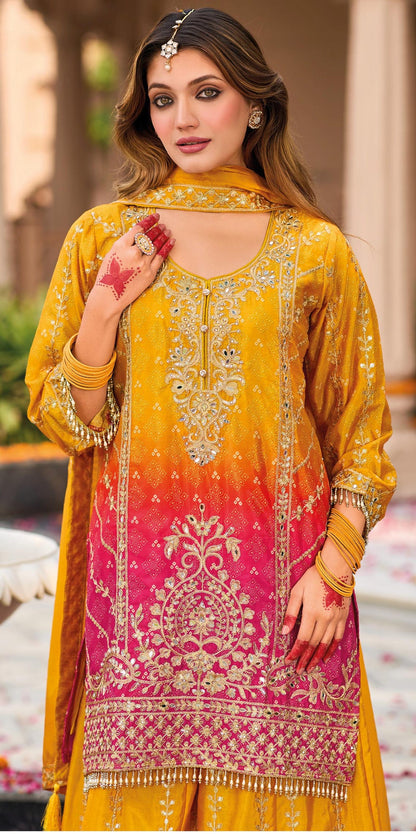 Mustard Yellow Palazzo Suit Set Roohri