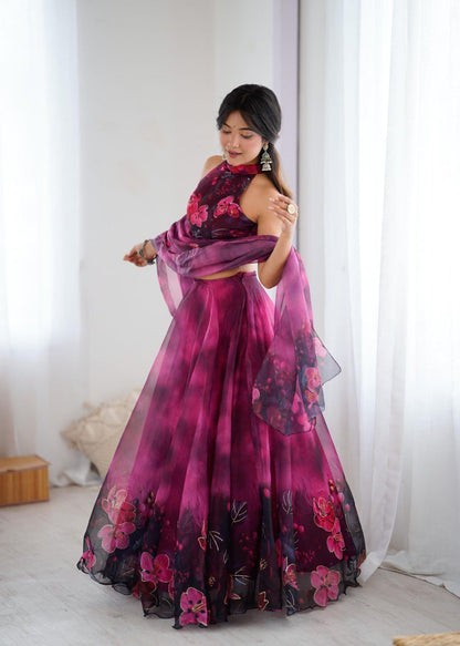 Organza Lehenga Choli Set Roohri