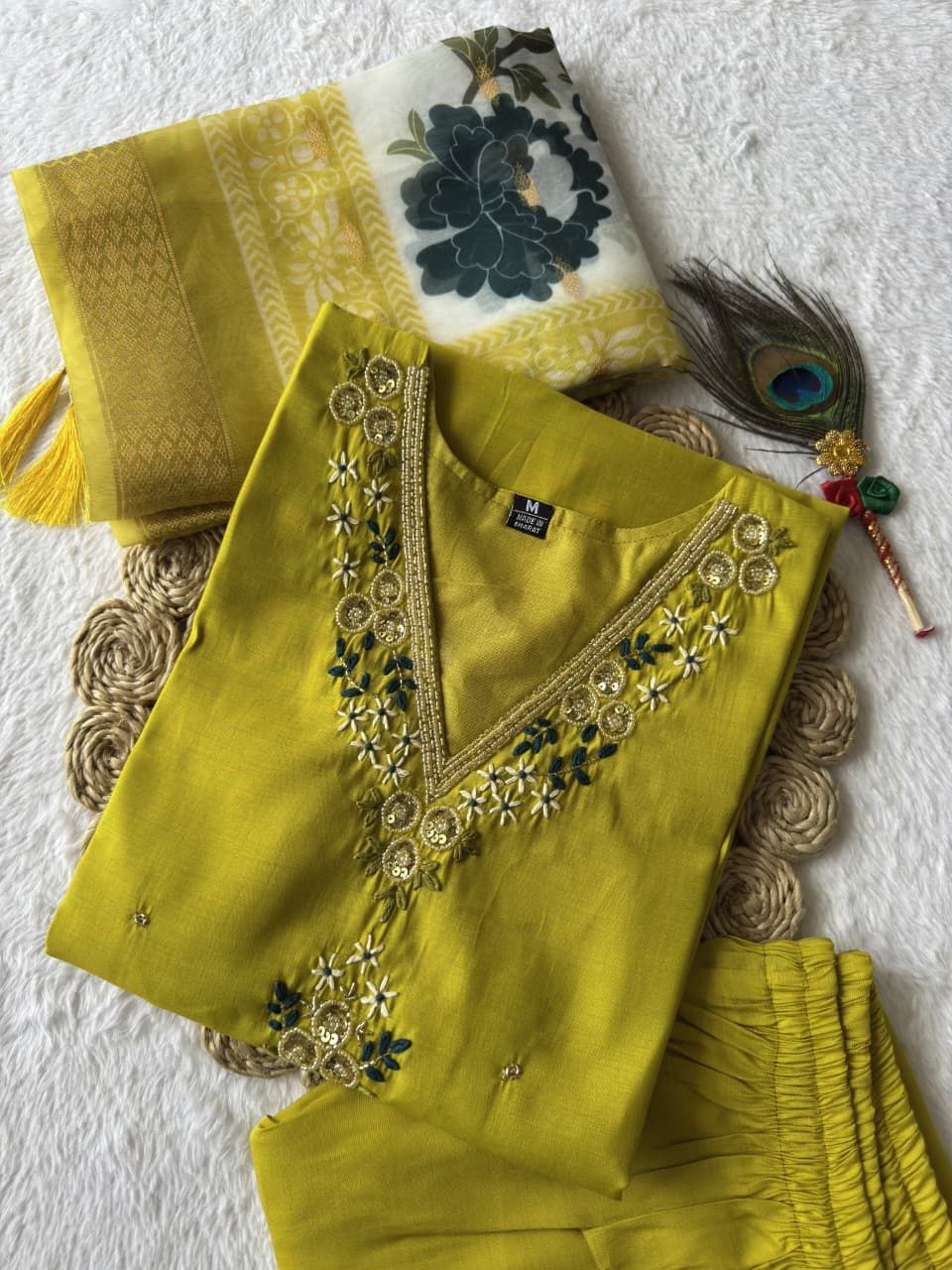 Parrot Green Suit Set Roohri