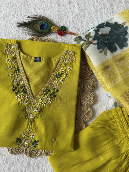 Parrot Green Suit Set Roohri