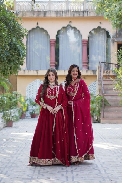 Pink Anarkali Dupatta Set Roohri