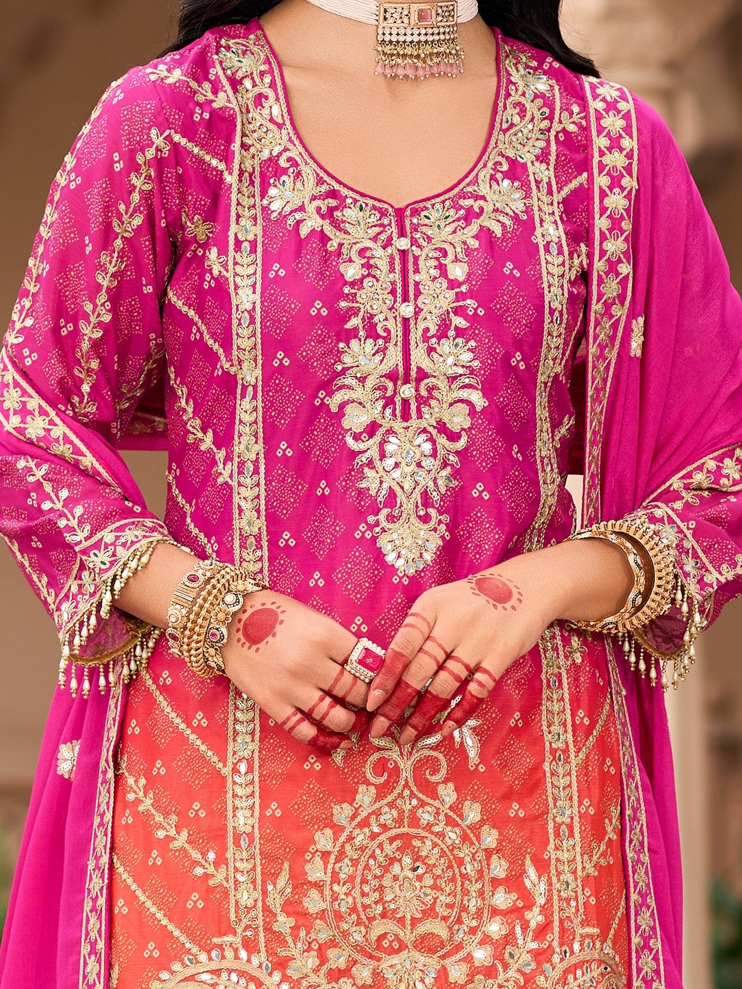 Pink Palazzo Suit Set Roohri