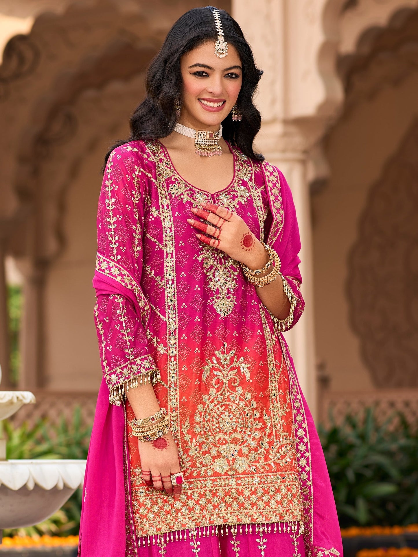 Pink Palazzo Suit Set Roohri