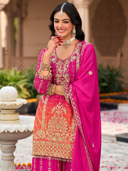 Pink Palazzo Suit Set Roohri