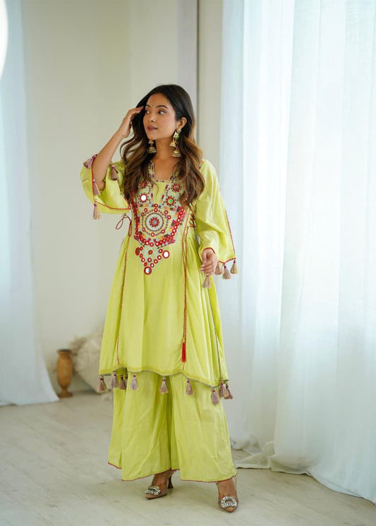 Pista Green Khadi Co-ord Set Roohri