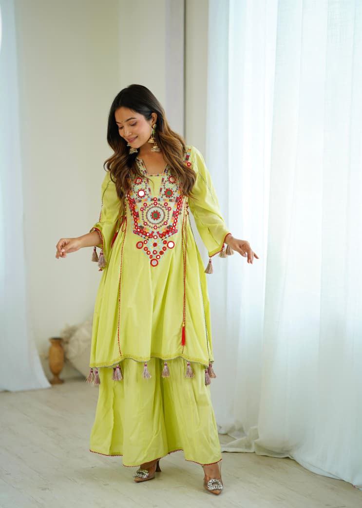 Pista Green Khadi Co-ord Set Roohri