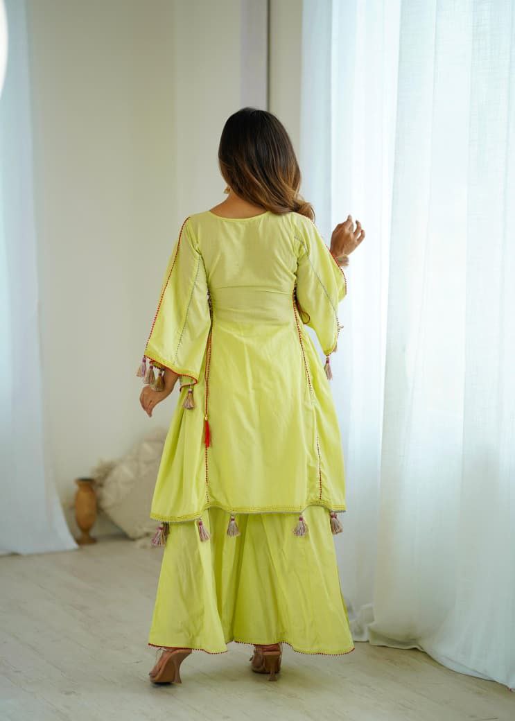 Pista Green Khadi Co-ord Set Roohri