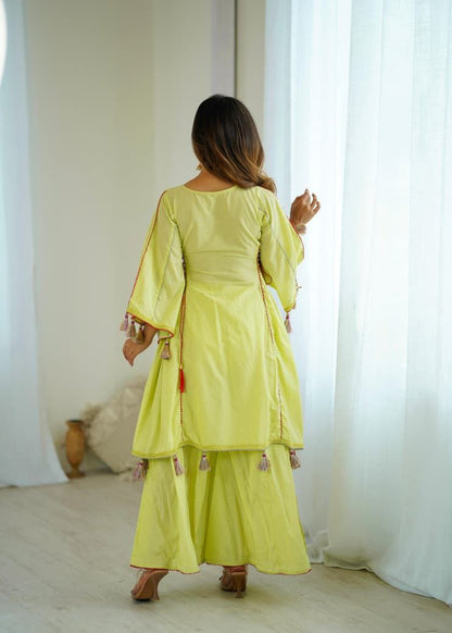 Pista Green Khadi Co-ord Set Roohri