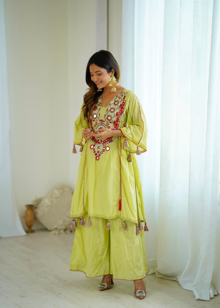 Pista Green Khadi Co-ord Set Roohri