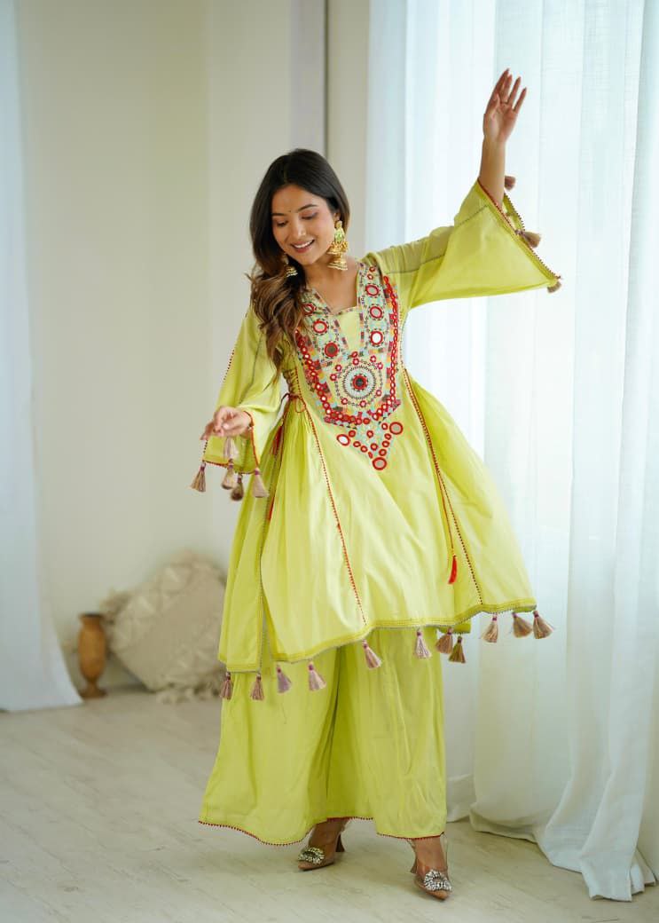Pista Green Khadi Co-ord Set Roohri