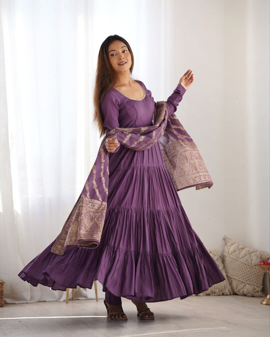 Purple Anarkali Suit Set Roohri
