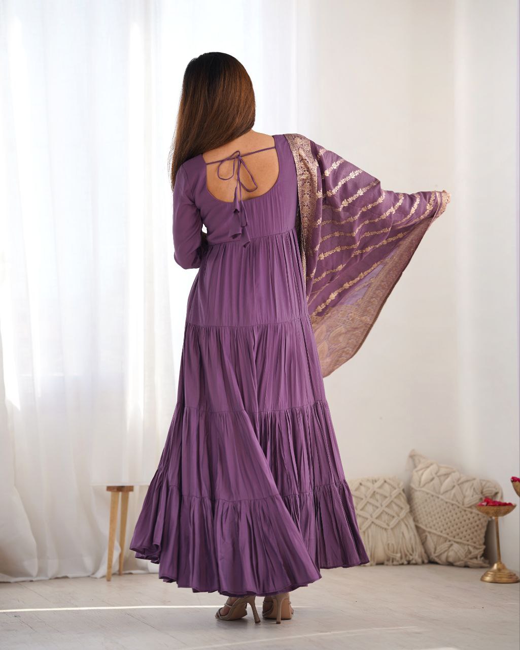 Purple Anarkali Suit Set Roohri