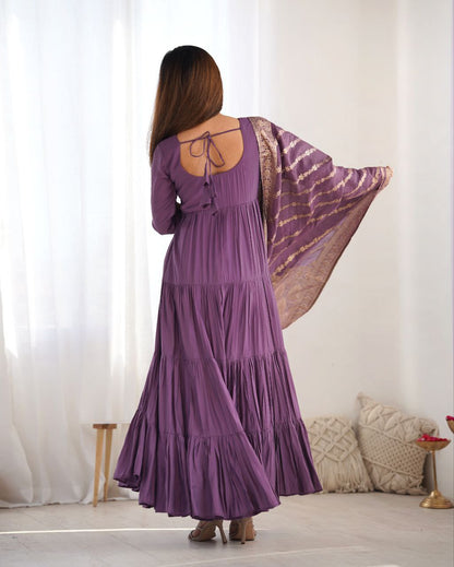 Purple Anarkali Suit Set Roohri