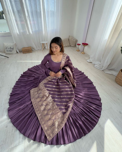 Purple Anarkali Suit Set Roohri