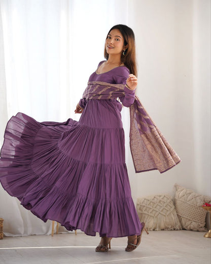 Purple Anarkali Suit Set Roohri