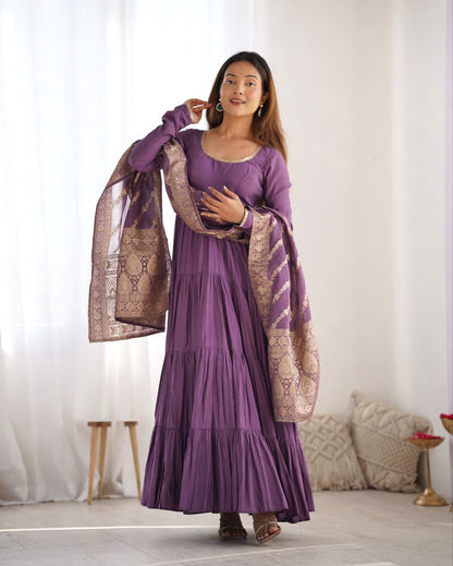 Purple Anarkali Suit Set Roohri