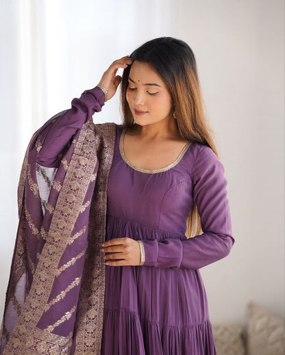 Purple Anarkali Suit Set Roohri
