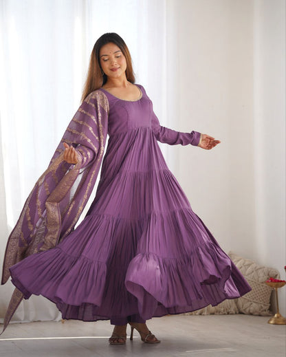 Purple Anarkali Suit Set Roohri