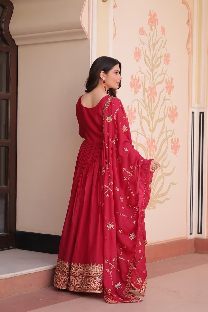 Rani Pink Anarkali Dupatta Set Roohri