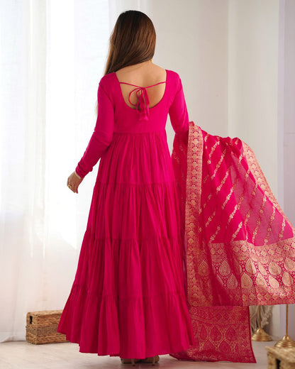 Rani Pink Anarkali Suit Set Roohri