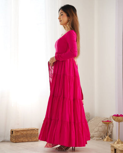 Rani Pink Anarkali Suit Set Roohri