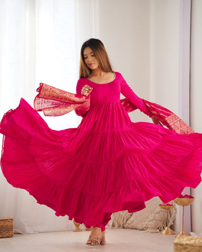 Rani Pink Anarkali Suit Set Roohri
