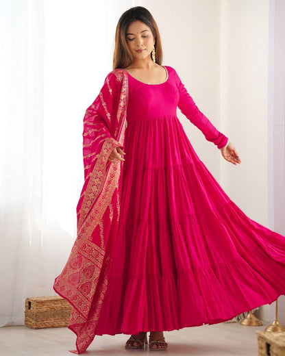 Rani Pink Anarkali Suit Set Roohri