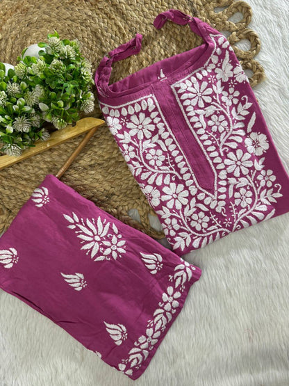 Rayon Chikankari Kurti Set Roohri