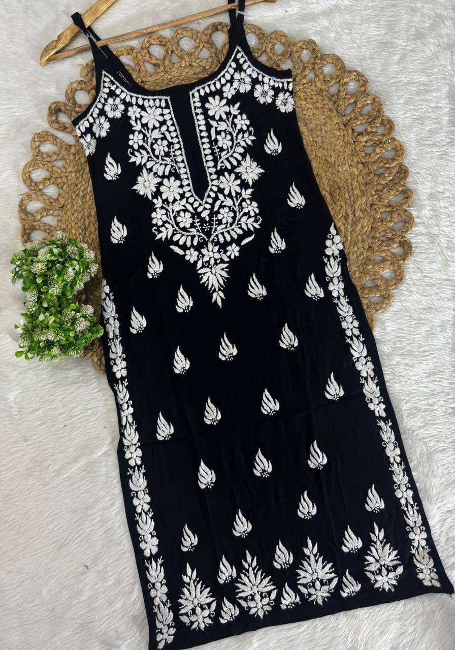 Rayon Chikankari Kurti Set Roohri