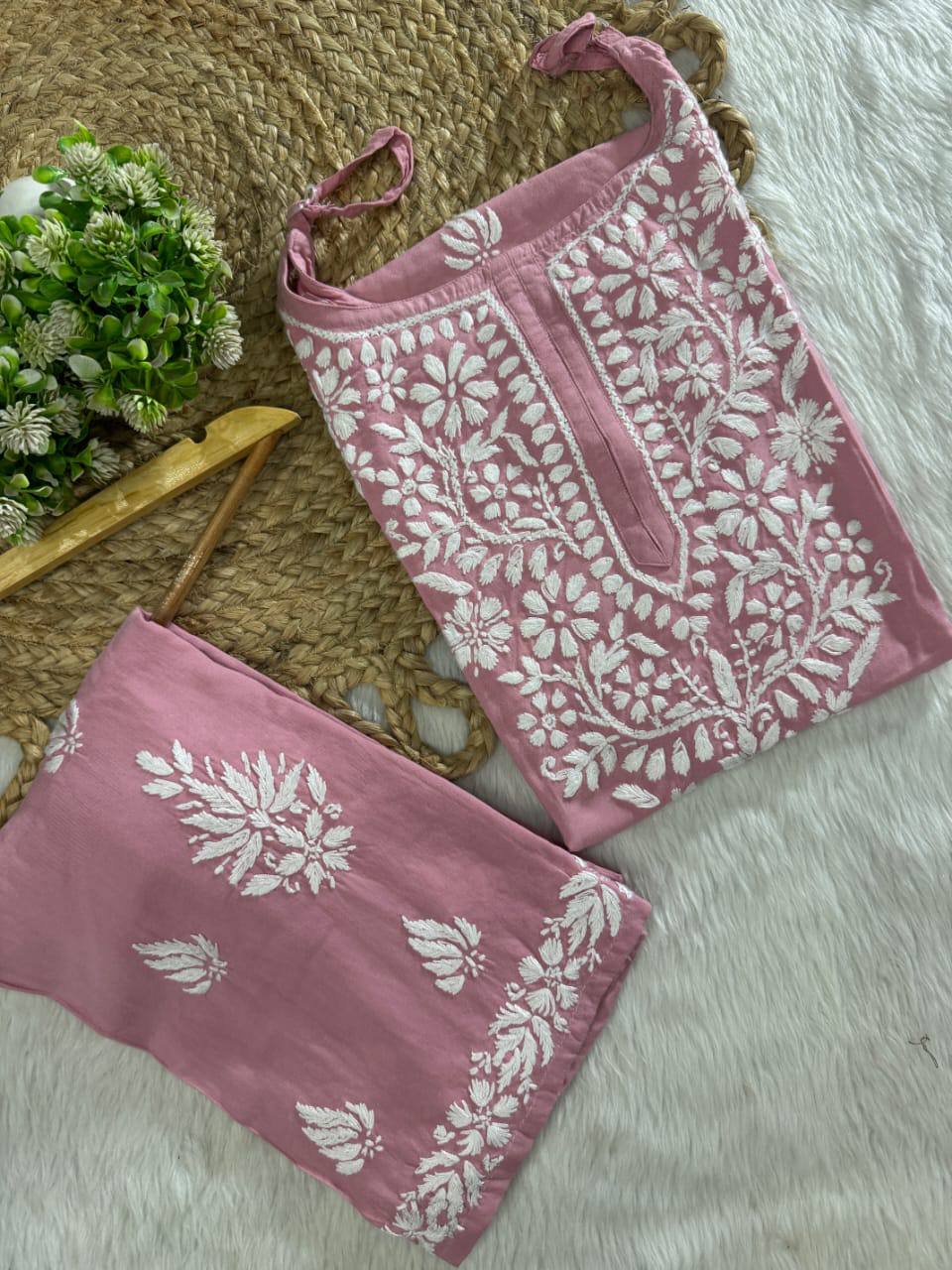 Rayon Chikankari Kurti Set Roohri