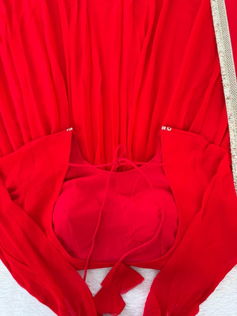 Red Anarkali Suit Set Roohri