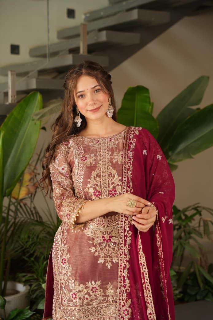 Red Palazzo Suit Set Roohri