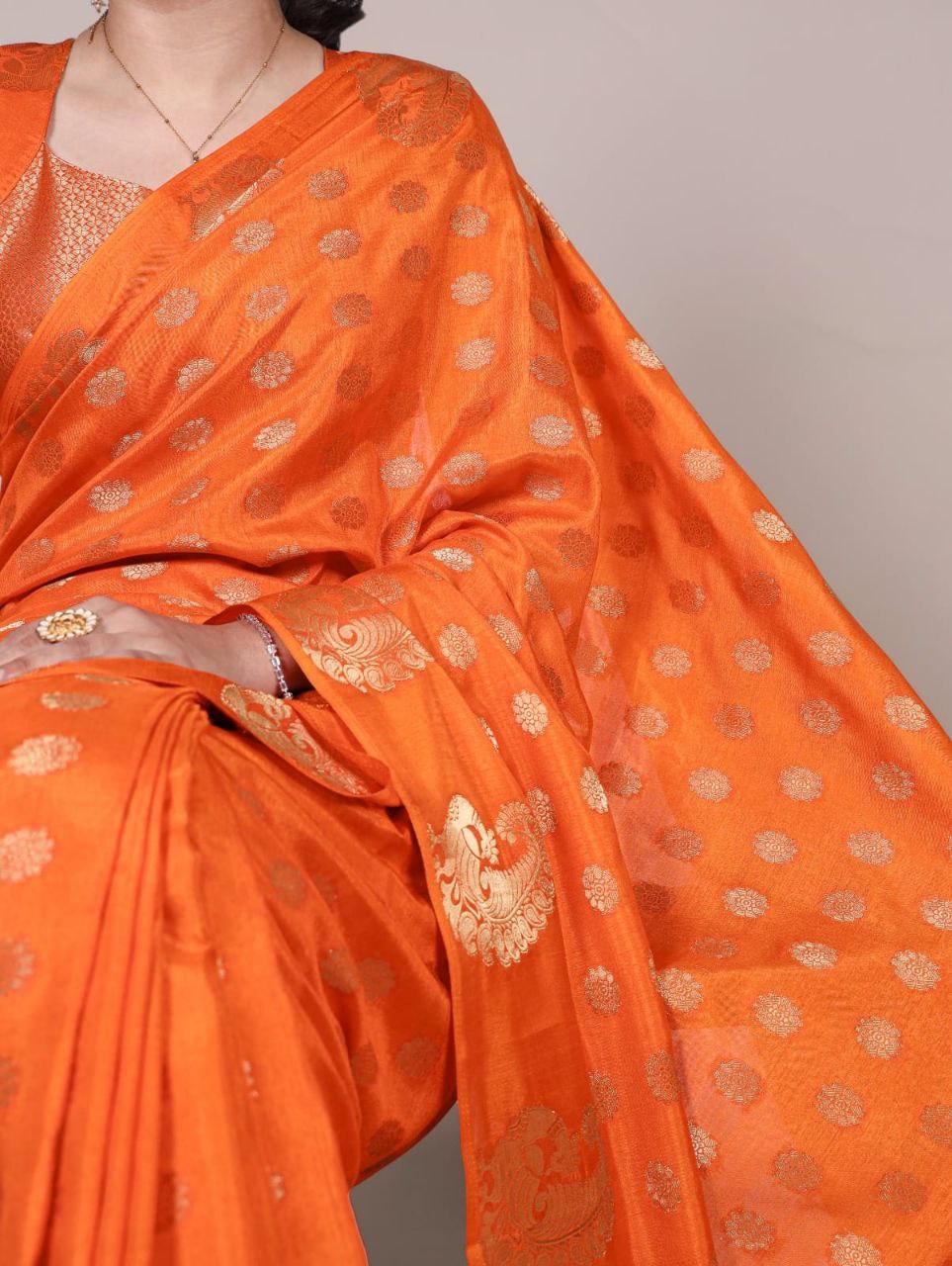 Roop Silk Orange Saree Roohri