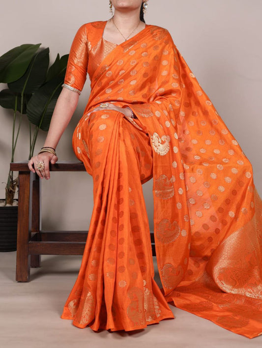 Roop Silk Orange Saree Roohri