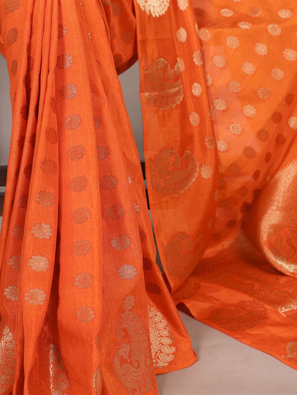 Roop Silk Orange Saree Roohri
