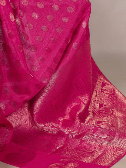 Roop Silk Pink Saree Roohri