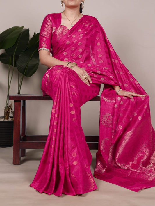 Roop Silk Pink Saree Roohri