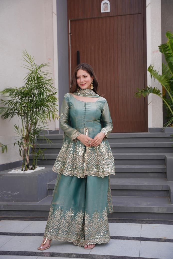 Sea Green Suit Set Roohri
