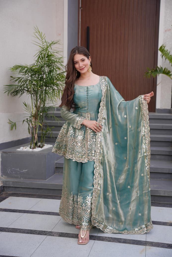 Sea Green Suit Set Roohri