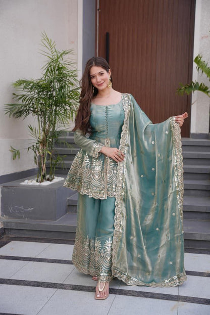 Sea Green Suit Set Roohri