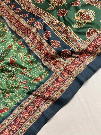 Green Printed Saree Roohri